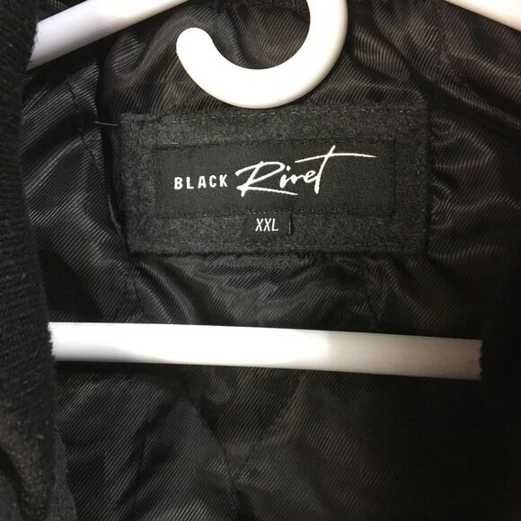 Black Rivet Mens Wool Blend Charcoal‎ Gray Pea Coat Jacket Size XXL Full Zip - Picture 5 of 12